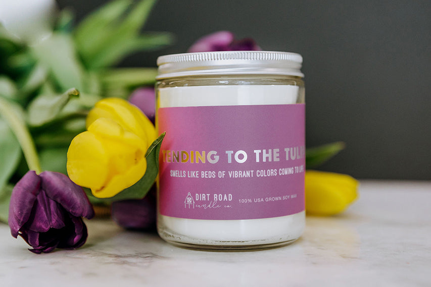 Tending To The Tulips Candle