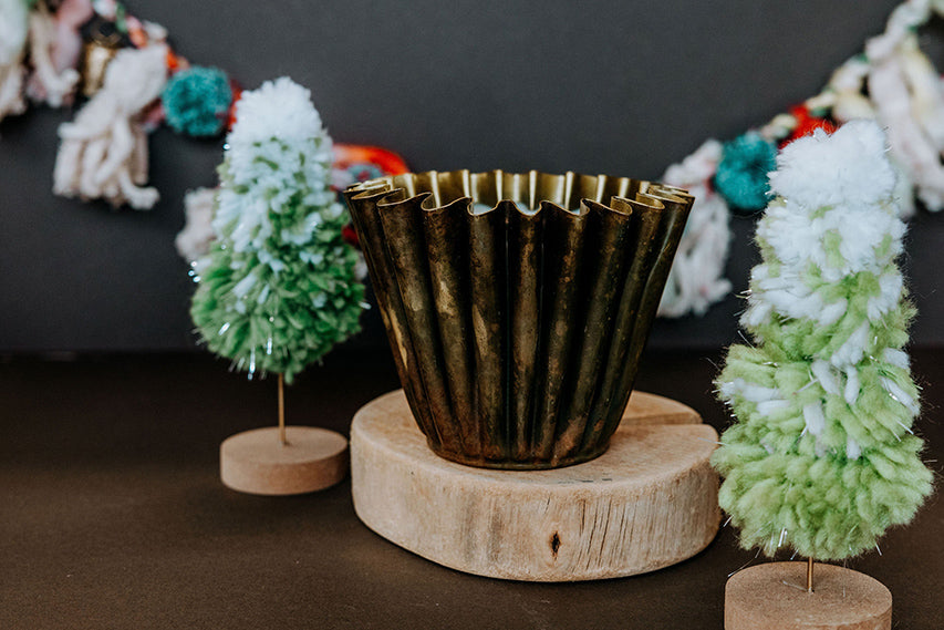 Fluted Brass Cozy Christmas Candle
