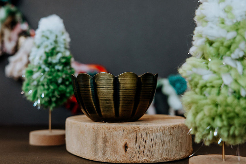 Scalloped Brass Christmas Tree Candle