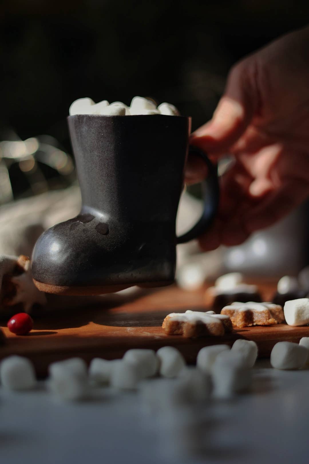 Santa’s Boot Handmade Ceramic Mug Black Cocoa Coffee Cup